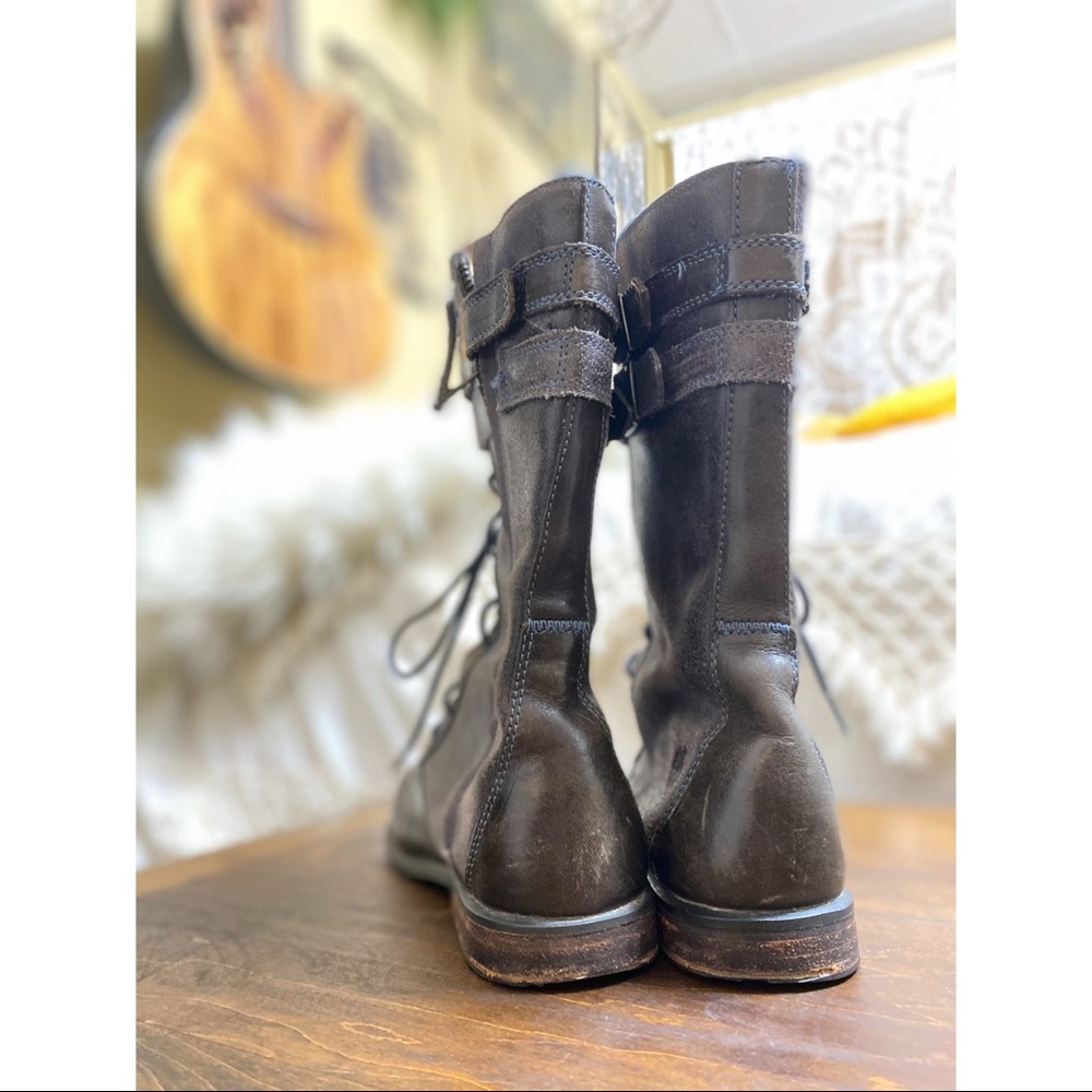 Timberland Charcoal Leather Combat Boots